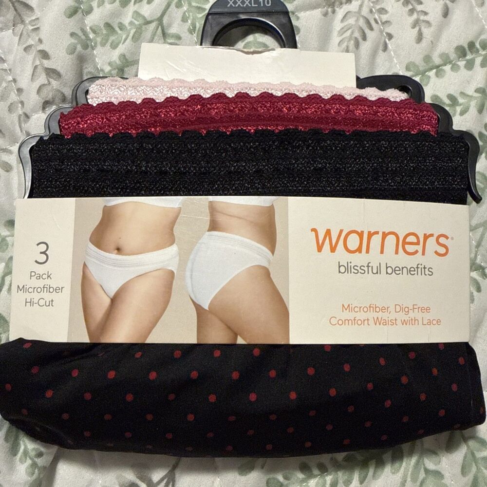 Warners Blissful Benefits Hi-Cut Panties Microfiber 3-Pack 3XL